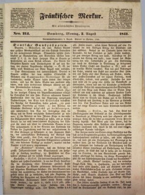 Fränkischer Merkur (Bamberger Zeitung) Montag 2. August 1841