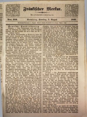 Fränkischer Merkur (Bamberger Zeitung) Samstag 7. August 1841