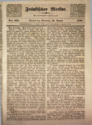 Fränkischer Merkur (Bamberger Zeitung) Dienstag 10. August 1841