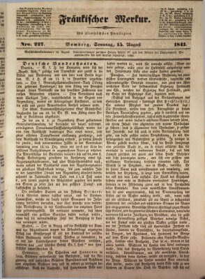 Fränkischer Merkur (Bamberger Zeitung) Sonntag 15. August 1841