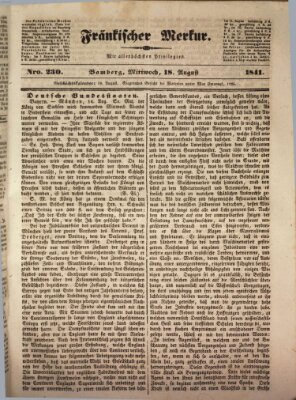 Fränkischer Merkur (Bamberger Zeitung) Mittwoch 18. August 1841