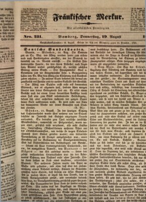 Fränkischer Merkur (Bamberger Zeitung) Donnerstag 19. August 1841