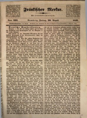 Fränkischer Merkur (Bamberger Zeitung) Freitag 20. August 1841