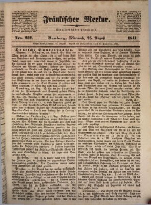 Fränkischer Merkur (Bamberger Zeitung) Mittwoch 25. August 1841