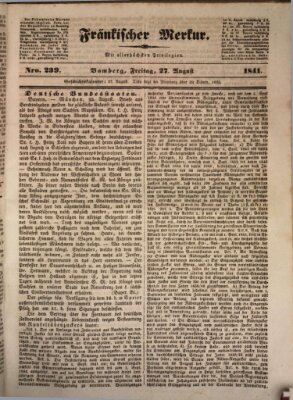 Fränkischer Merkur (Bamberger Zeitung) Freitag 27. August 1841