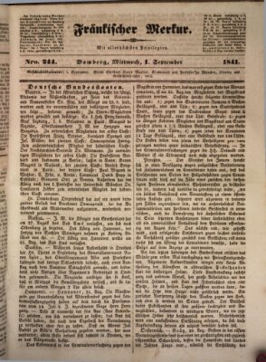 Fränkischer Merkur (Bamberger Zeitung) Mittwoch 1. September 1841