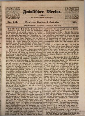 Fränkischer Merkur (Bamberger Zeitung) Samstag 4. September 1841