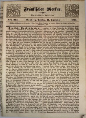 Fränkischer Merkur (Bamberger Zeitung) Samstag 11. September 1841