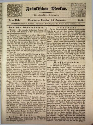 Fränkischer Merkur (Bamberger Zeitung) Dienstag 14. September 1841