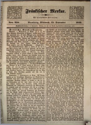 Fränkischer Merkur (Bamberger Zeitung) Mittwoch 15. September 1841