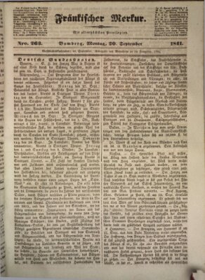 Fränkischer Merkur (Bamberger Zeitung) Montag 20. September 1841