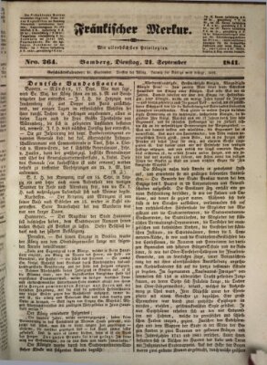 Fränkischer Merkur (Bamberger Zeitung) Dienstag 21. September 1841