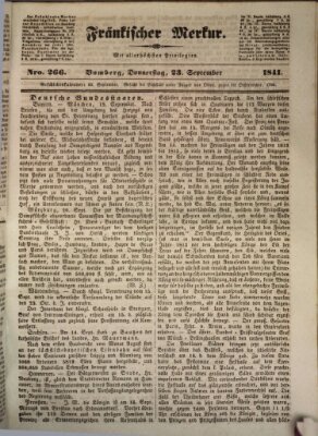 Fränkischer Merkur (Bamberger Zeitung) Donnerstag 23. September 1841