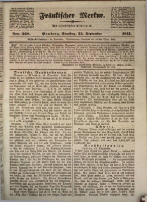 Fränkischer Merkur (Bamberger Zeitung) Samstag 25. September 1841