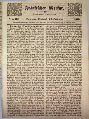 Fränkischer Merkur (Bamberger Zeitung) Mittwoch 29. September 1841