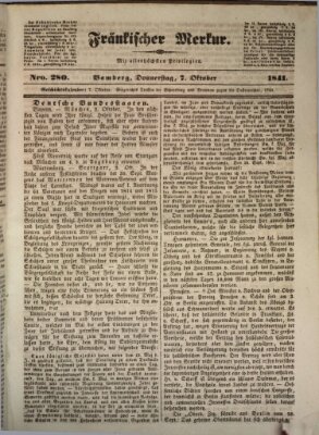 Fränkischer Merkur (Bamberger Zeitung) Donnerstag 7. Oktober 1841