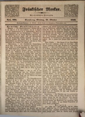 Fränkischer Merkur (Bamberger Zeitung) Montag 18. Oktober 1841