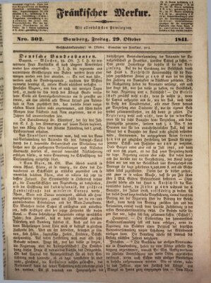 Fränkischer Merkur (Bamberger Zeitung) Freitag 29. Oktober 1841