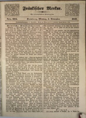 Fränkischer Merkur (Bamberger Zeitung) Montag 1. November 1841