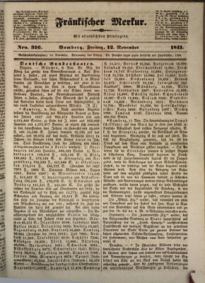 Fränkischer Merkur (Bamberger Zeitung) Freitag 12. November 1841