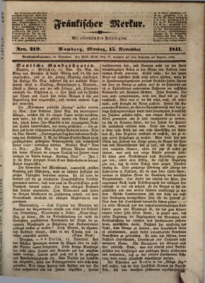 Fränkischer Merkur (Bamberger Zeitung) Montag 15. November 1841