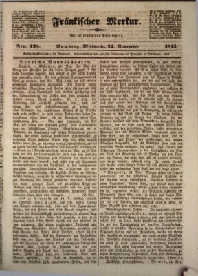 Fränkischer Merkur (Bamberger Zeitung) Mittwoch 24. November 1841