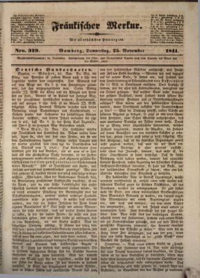 Fränkischer Merkur (Bamberger Zeitung) Donnerstag 25. November 1841