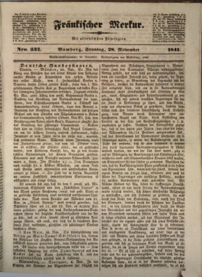 Fränkischer Merkur (Bamberger Zeitung) Sonntag 28. November 1841