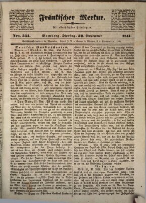 Fränkischer Merkur (Bamberger Zeitung) Dienstag 30. November 1841