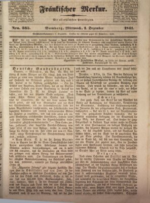 Fränkischer Merkur (Bamberger Zeitung) Mittwoch 1. Dezember 1841