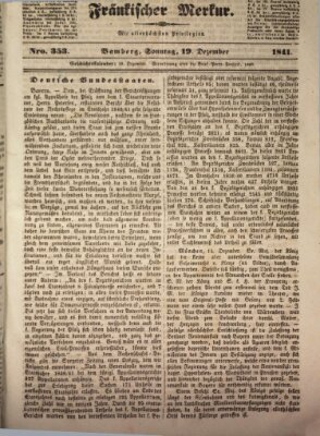 Fränkischer Merkur (Bamberger Zeitung) Sonntag 19. Dezember 1841