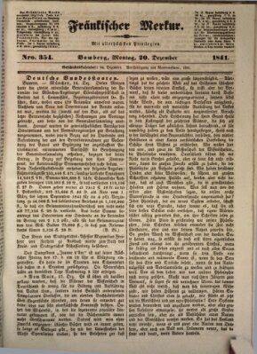 Fränkischer Merkur (Bamberger Zeitung) Montag 20. Dezember 1841