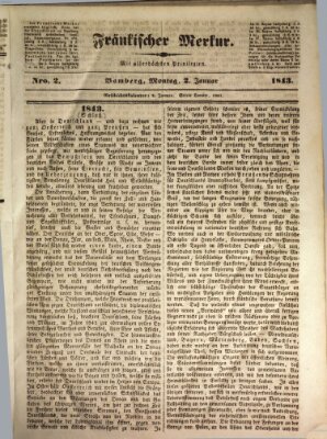 Fränkischer Merkur (Bamberger Zeitung) Montag 2. Januar 1843