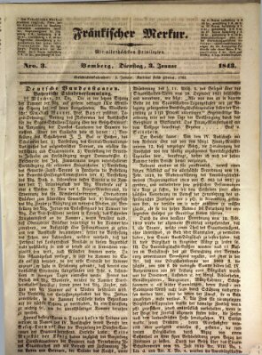 Fränkischer Merkur (Bamberger Zeitung) Dienstag 3. Januar 1843