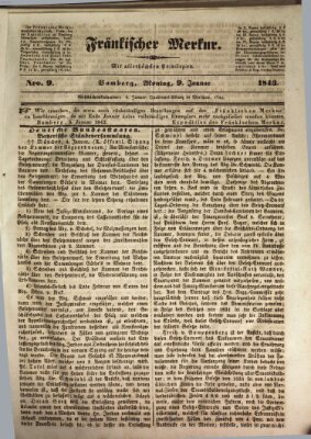 Fränkischer Merkur (Bamberger Zeitung) Montag 9. Januar 1843