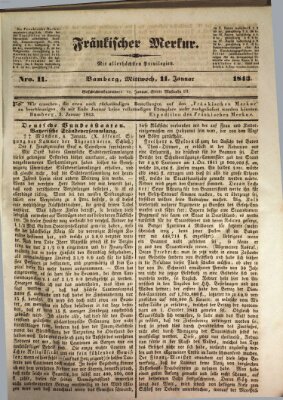 Fränkischer Merkur (Bamberger Zeitung) Mittwoch 11. Januar 1843