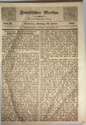 Fränkischer Merkur (Bamberger Zeitung) Sonntag 15. Januar 1843