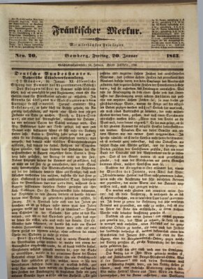 Fränkischer Merkur (Bamberger Zeitung) Freitag 20. Januar 1843