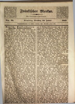 Fränkischer Merkur (Bamberger Zeitung) Dienstag 24. Januar 1843