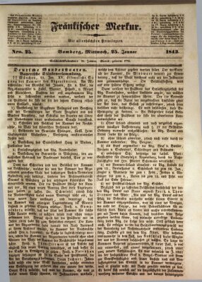 Fränkischer Merkur (Bamberger Zeitung) Mittwoch 25. Januar 1843