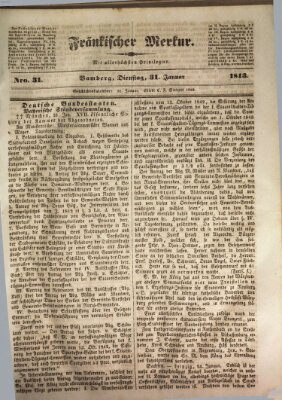 Fränkischer Merkur (Bamberger Zeitung) Dienstag 31. Januar 1843