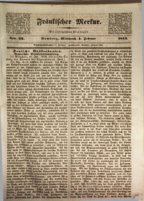 Fränkischer Merkur (Bamberger Zeitung) Mittwoch 1. Februar 1843