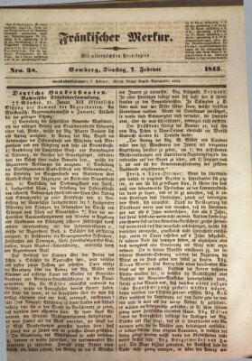 Fränkischer Merkur (Bamberger Zeitung) Dienstag 7. Februar 1843