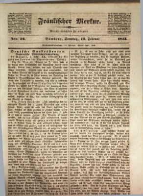 Fränkischer Merkur (Bamberger Zeitung) Sonntag 12. Februar 1843