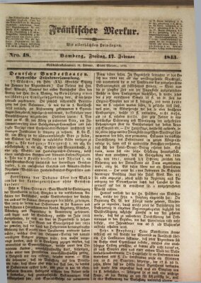 Fränkischer Merkur (Bamberger Zeitung) Freitag 17. Februar 1843