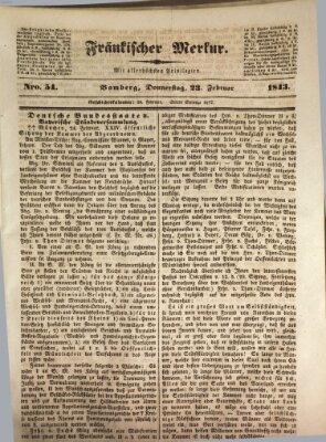 Fränkischer Merkur (Bamberger Zeitung) Donnerstag 23. Februar 1843