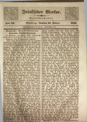 Fränkischer Merkur (Bamberger Zeitung) Samstag 25. Februar 1843