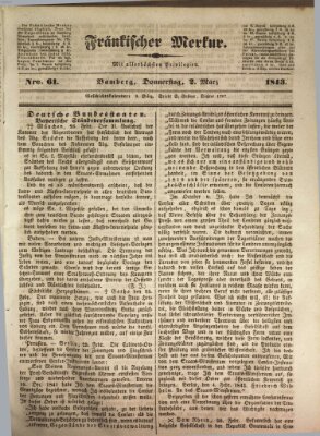 Fränkischer Merkur (Bamberger Zeitung) Donnerstag 2. März 1843