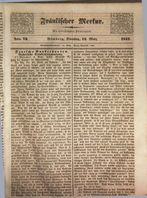 Fränkischer Merkur (Bamberger Zeitung) Dienstag 14. März 1843