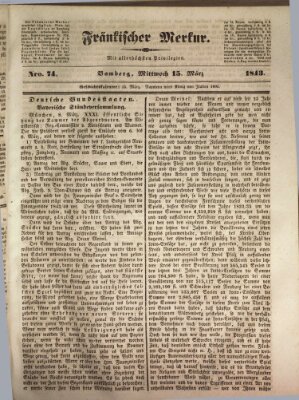 Fränkischer Merkur (Bamberger Zeitung) Mittwoch 15. März 1843